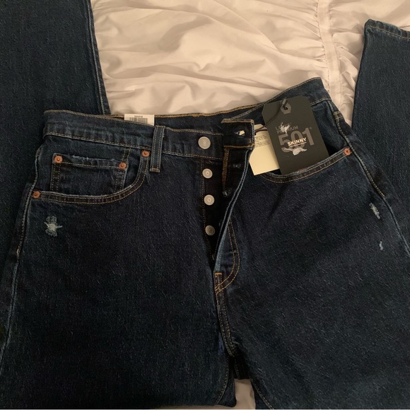 NWT Levi’s 501 Straight Leg Dark Wash Jeans - Picture 3 of 5